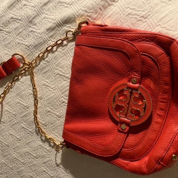 Tory Burch | Bags | Tory Burch Orange Leather Purse With Gold Chain |  Poshmark